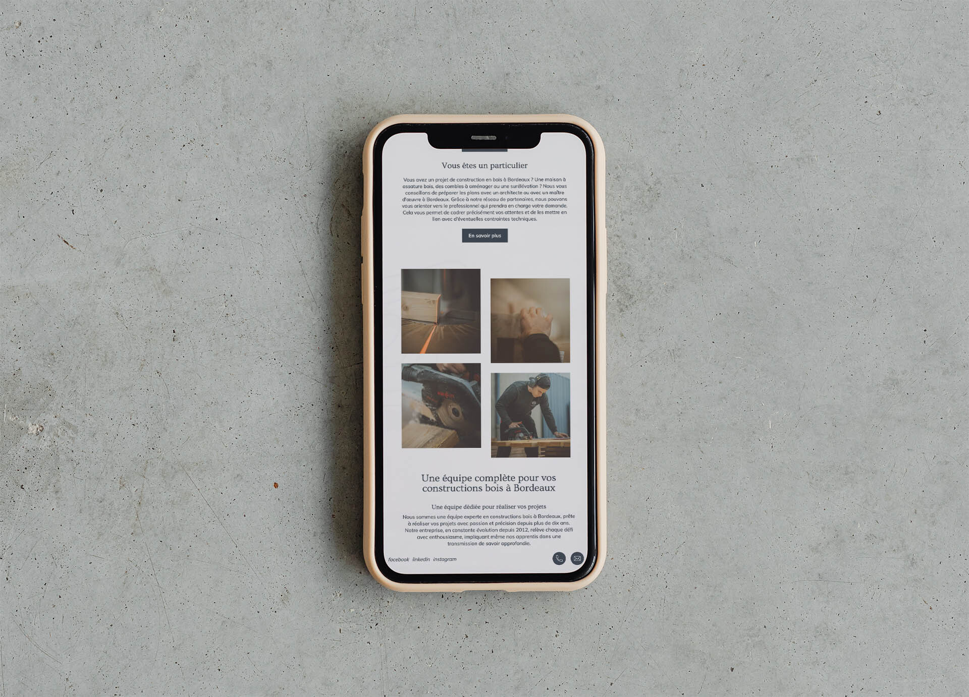 Site internet Julien Lavoine Charpentiers version mobile